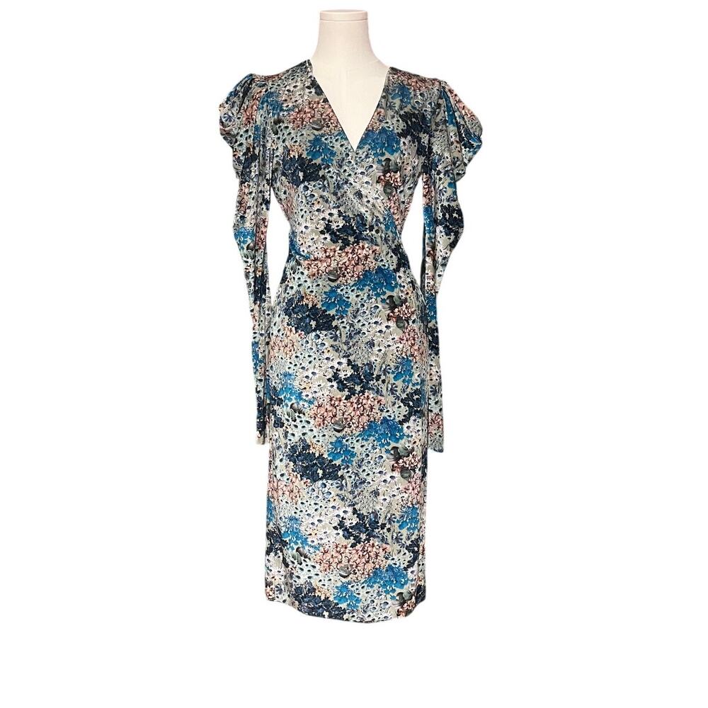 NWT - Circus Hotel Velvet Wrap Dress w/ Shoulder Rouching Italian - Size 40 /S-M